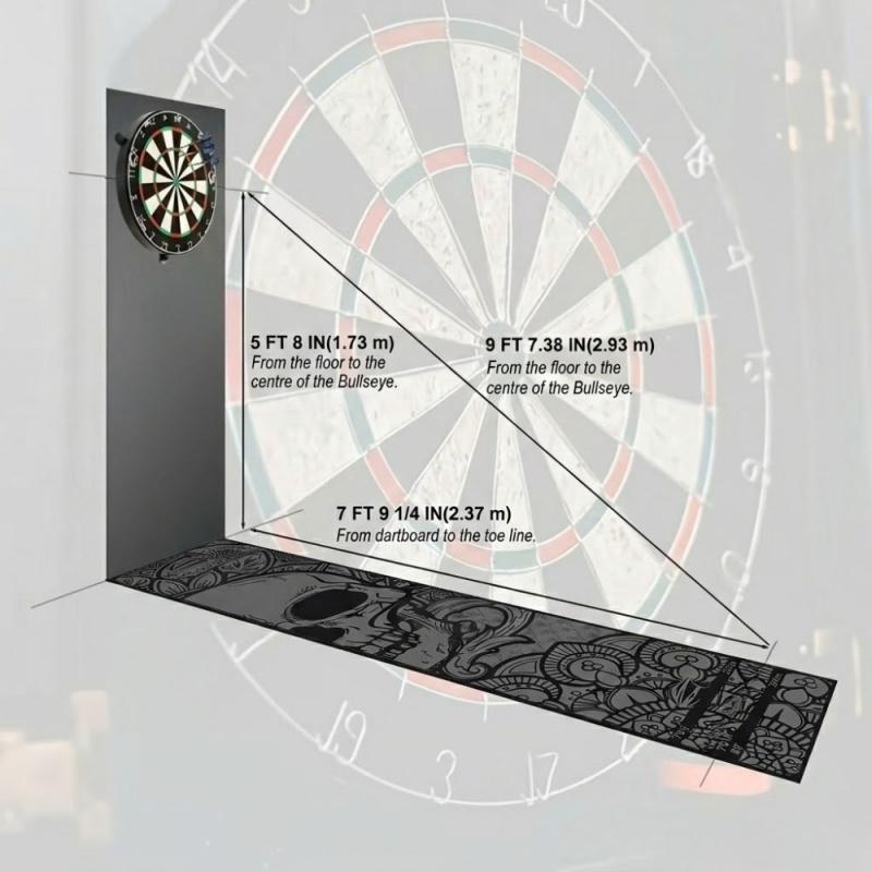 Dark Skull Dart Training Mat Non-Slip Long Throwing Line Floor Mat Dorm Carpet for Boys Darts Room Bar Decoration