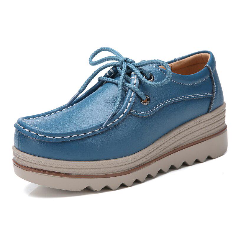 Women Platform Sneakers Genuine Leather Shoes Casual Shoes Ladies Thick Sole Flat Comfort Loafers