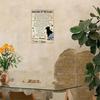 Металлический плакат Настенное искусство Винтажный кот, ждущий у двери Подарок на потерю питомца
