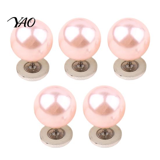 Quick Fix Buttons for Sewing 5Pcs Fake Pearl Clothing, Removable Decorative Brooch Pins, No Cardigans Sew Safety Pins Shirt Neckline Embellishment,