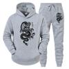 Мужской спортивный костюм с принтом дракона, повседневная толстовка + брюки, комплекты из 2 предметов, весенне-зимняя модная толстовка, пуловер большого размера, мужская одежда