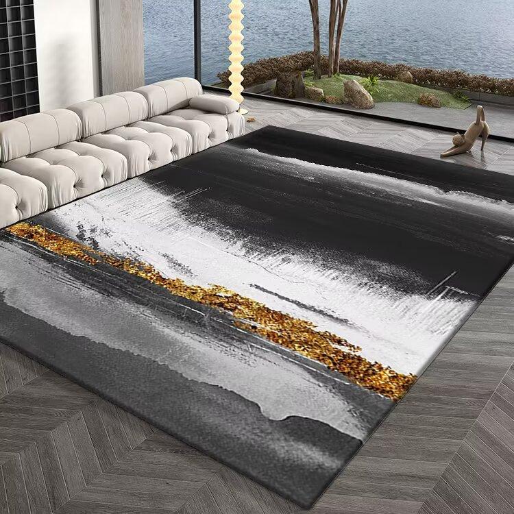 Modern Ombre Carpet Blue Brown Geometric Pattern Large Non Slip Area Rug for Living Room Sofa Home Decor