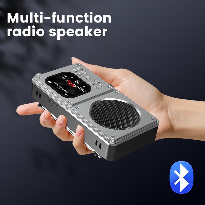Портативный FM-радио MP3 Беспроводной BT5.4 Bluetooth-динамик с ЖК-экраном Часы Тексты песен Дисплей Антенна AUX вход, TF карта, видео