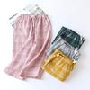 2025 Summer Couple 100% Cotton Crepe Cloth Shorts Multicolor Large Size Loose Plaid Home Pants Cropped Pants Ladies Bottoms