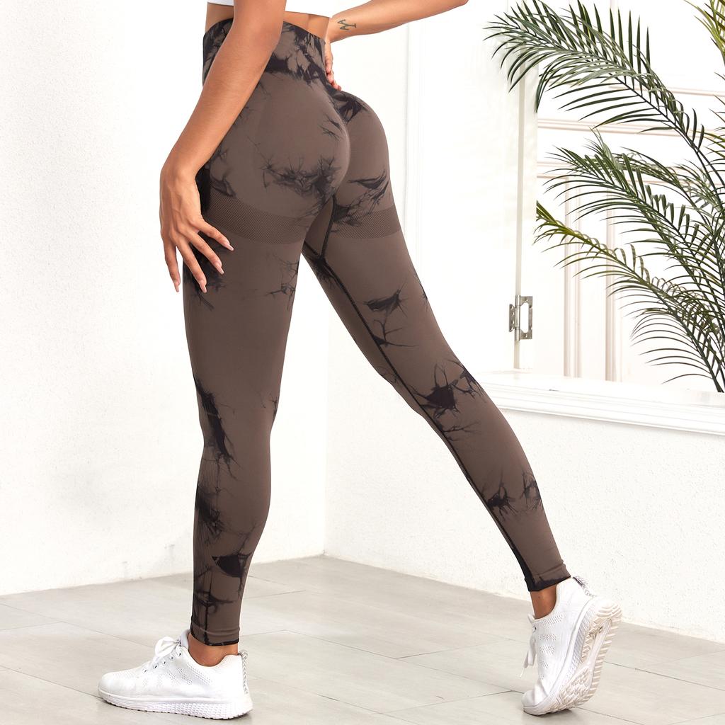 Бесшовные брюки для йоги с галстуком-краской, женские спортивные леггинсы с высокой талией, эластичные спортивные леггинсы для тренировок, узкая спортивная одежда для спортзала