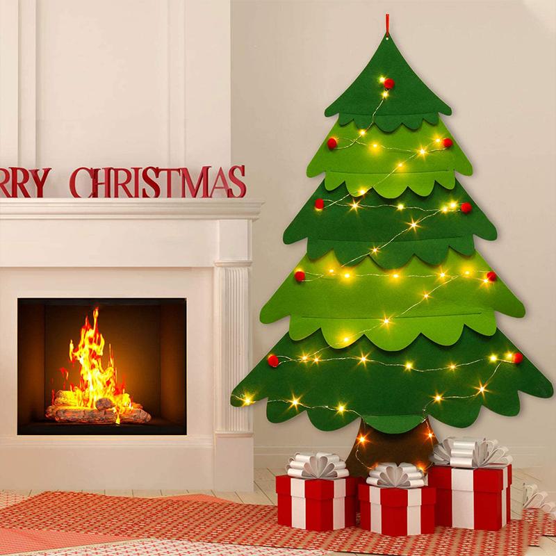 Do-It-Yourself Felt Christmas Tree Set Christmas Decorations Xmas Wall Hanging Ornaments Gifts For Kids Christmas Home Door Decorations