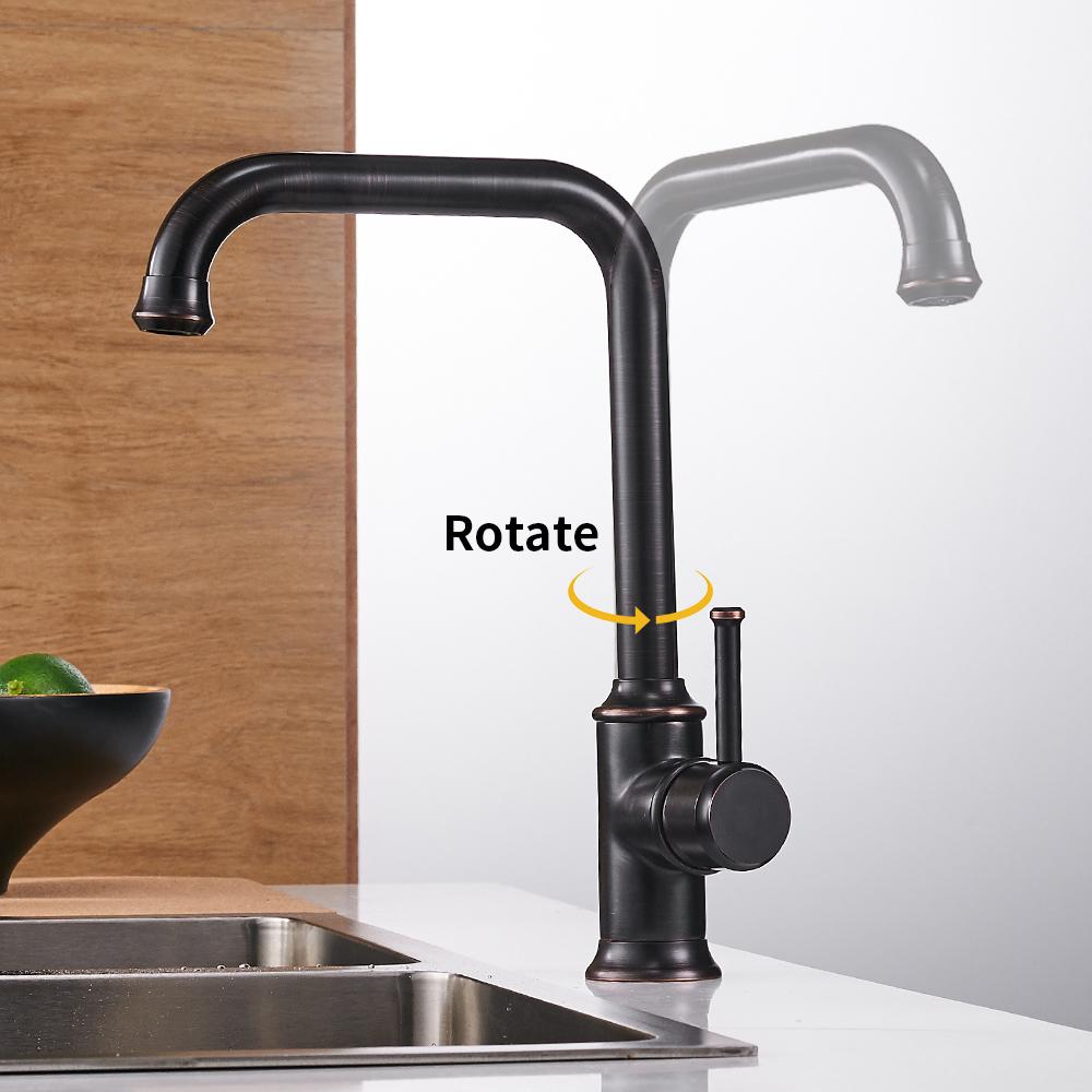 Kitchen Faucets Matte Black Color Brass Crane Kitchen Faucets Hot and Cold Water Mixer Tap Single Hole Mixer Tap WF-18059