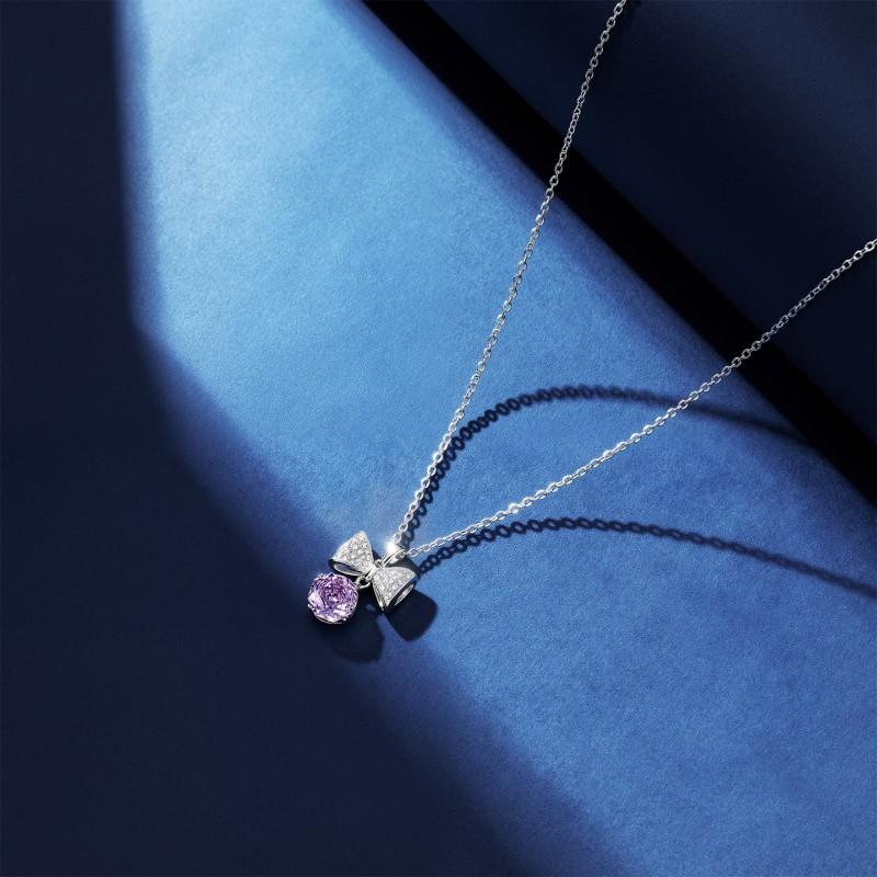 Korean Style Bow Zircon Necklace Sweet Delicate Minimalist Daily Commute Clavicle Chain
