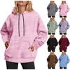Women's Pullover Sweaters Cute Comfy Solid Fuzzy Fleece Hoodie  Sweatshirt With Pockets