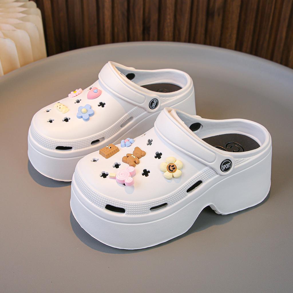 Мода Модные сандалии Diy на толстой платформе для женщин 2024 года, летние пляжные тапочки с толстой подошвой, женские нескользящие тапочки для сада на открытом воздухе