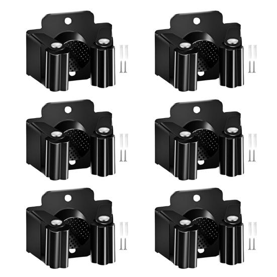 Настенный держатель для швабры с нескользящей конструкцией, простая установка, прочный держатель для швабры из нержавеющей стали, вешалка для швабры с винтами