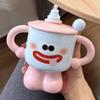 Funny Ceramic Cup with Lid Spoon, Cute and Peculiar Mug, Birthday Gift for Girls, Practical Souvenir Cup