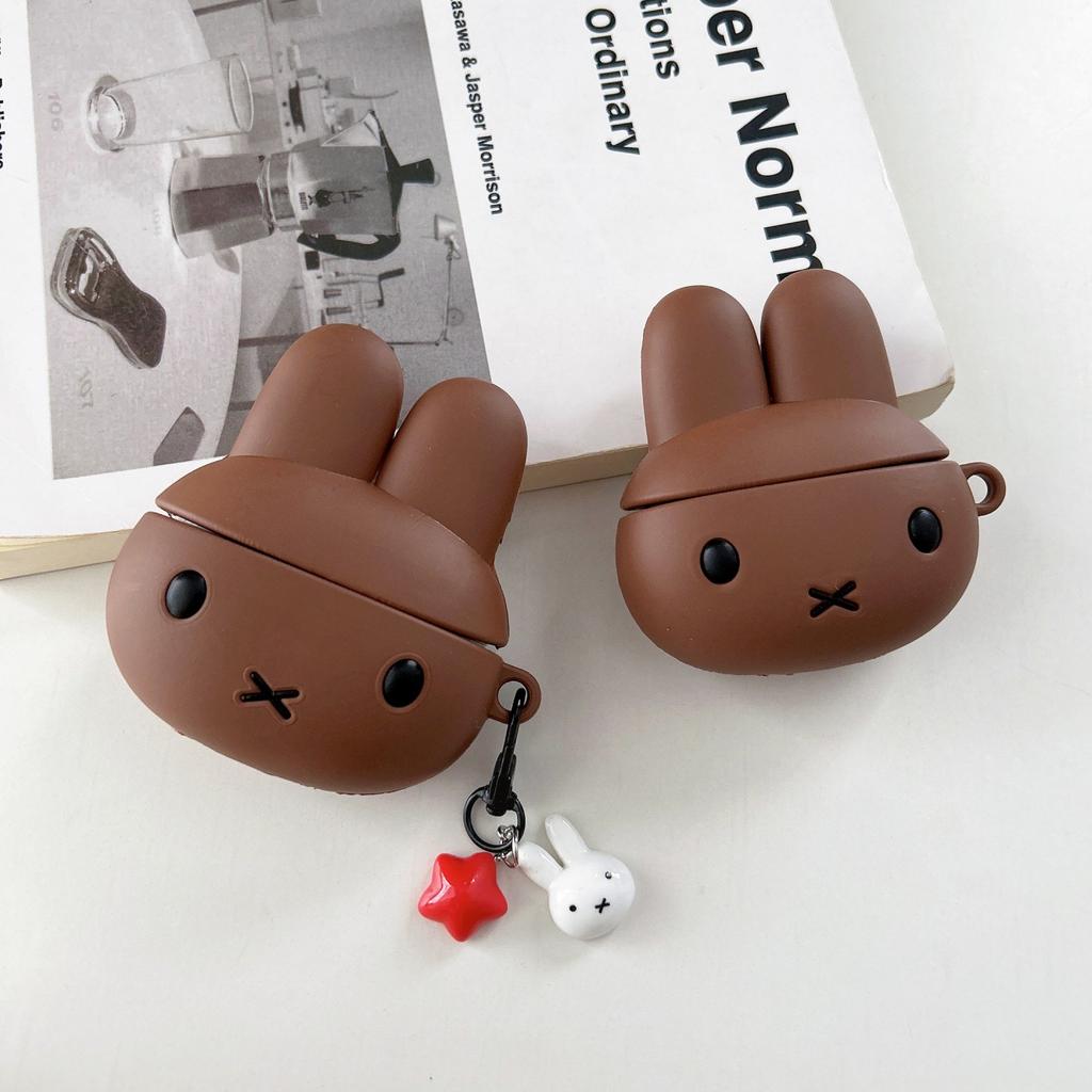 Шоколадный кролик Миффи Применимый защитный чехол для AirPods 4 Силиконовый чехол для наушников Apple 2/3 Поколения AirPods Pro3