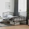 VidaXL Metal Bed Frame with Headboard/Footboard Black 107x203 Cm 373803