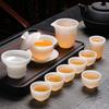 High-grade ice seed jade porcelain tea set merchandise souvenir business company high-end gifts can be done