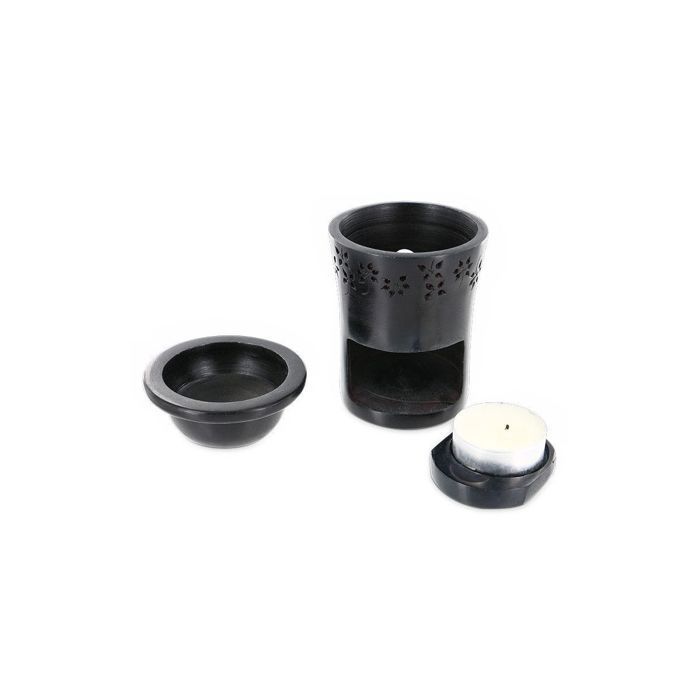 Brûle-parfum en pierre noire + Santal Blanc à brûler