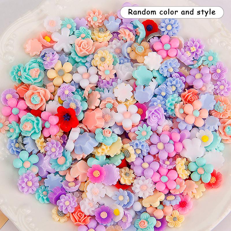 50Pcs 3D Mini Flower Flatback Resin Accessories Diy Craft Phone Patches Material