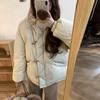 Hooded Horn Buckle Down Jacket Women's Short 2025 Winter Korean Sweet Small Thickened Bread Jacket Tide