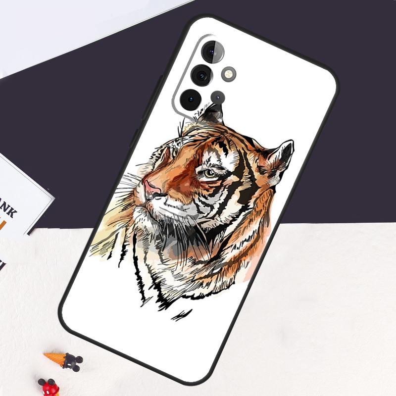 Чехол Лицо Льва Тигра Для Samsung Galaxy A05 A06 A26 A16 A56 A36 A22 A32 A52 A54 A34 A14 A55 A15 A53 A33 A35