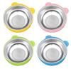 Cartoon Toddler Feeding Bowl Silicone & Stainless Steel Feature Safe Dishware Use for Baby Anti Scald Design