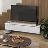 160cm High Gloss Floating TV Unit Stand for TVs up to 70", Wall Mounted TV Cabinet with Storage Cupboards, White
