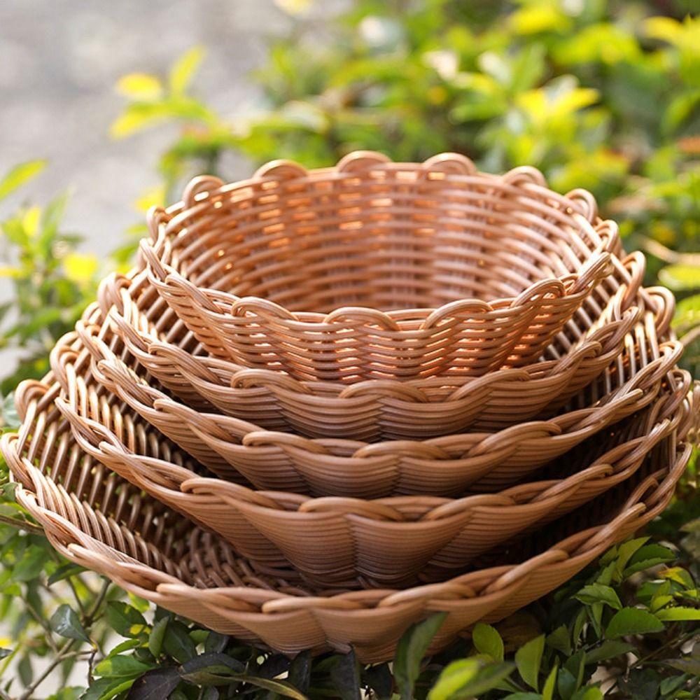 Round Display Platter Bread Fruit Kitchen Organization Basket Storage Basket  Home Shop Hotel