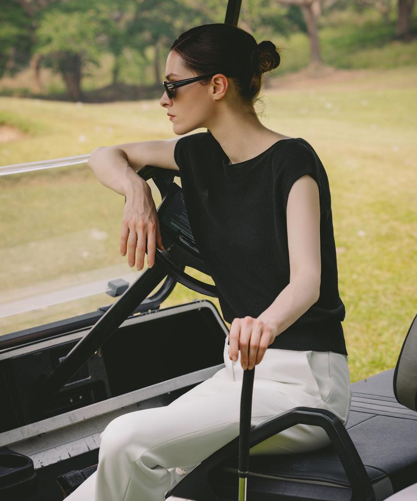 OBER GOLF Summer Boat Neck Knit (Black)
