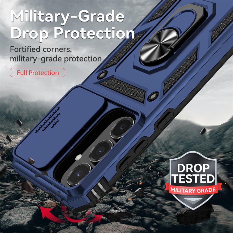 For Samsung Galaxy S25 FE 5G Case Slide Camera Lens Protect Armor Phone Case For Galaxy S 25 FE S25FE Magnetic Holder Ring Cover