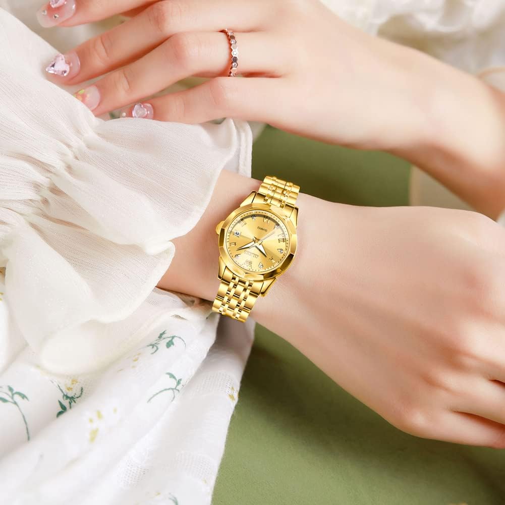 OLEVS женские модные кварцевые женские часы популярные водонепроницаемые бриллиантовые дата легко различимы светящиеся золотые подарочные женские часы