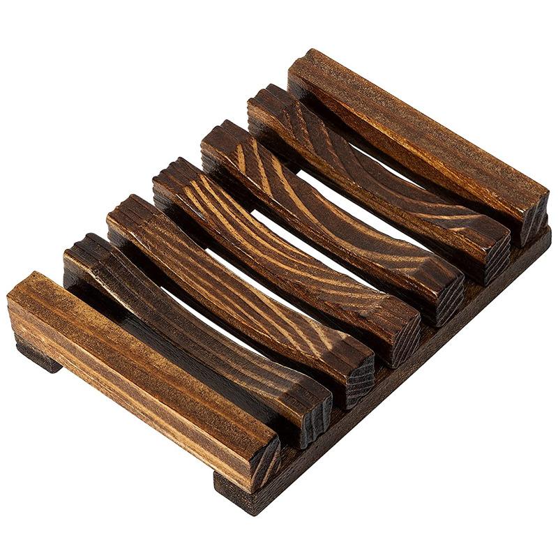 1PCS Wooden Natural Bamboo Soap Dishes Tray Holder Storage Soap Rack Plate Box Container Portable Bathroom Soap Dish Storage Box