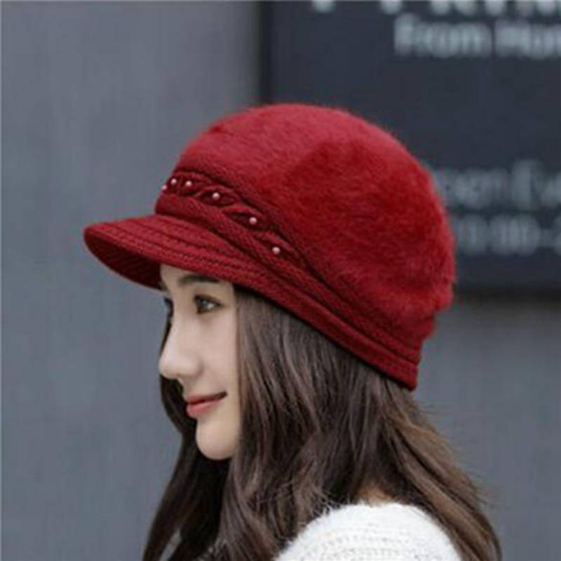 Women's Fall and Winter Knitted Hat Rabbit Hair Hat Velvet Hat