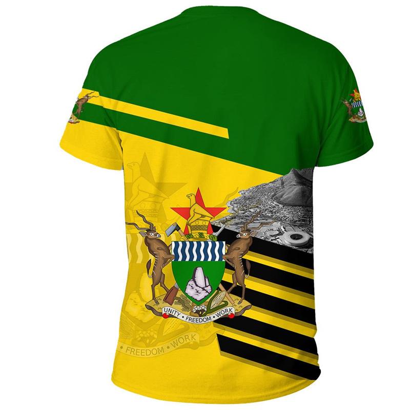 Летний топ с круглым вырезом и 3D-принтом Зимбабве, модная повседневная мужская футболка с коротким рукавом