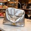 Plain Fashion Light Luxury All-match Bow Gold Buckle Single-shoulder Cross-slung Portable Leather Tote Bag