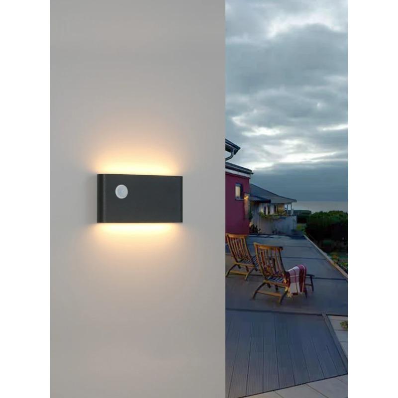 12W LED Outdoor Motion Sensor Waterproof Wall Lamps Up and Down Aluminum Wall Lights for Garden Courtyard Lighting Fixtures