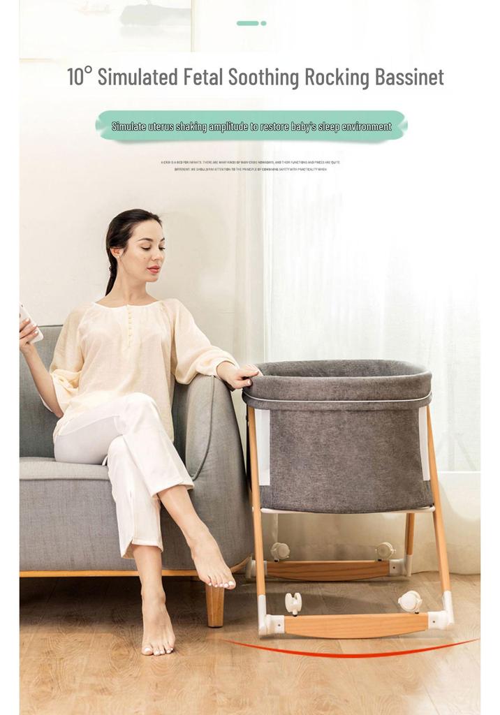 Portable Foldable Crib: Movable Baby Bed, Splicing Design for Newborns.