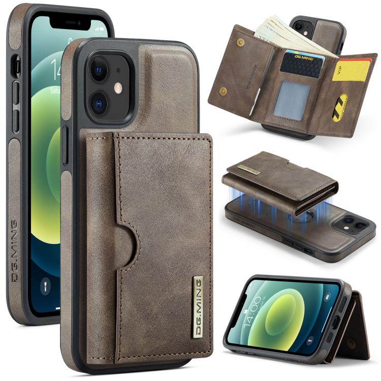 DG.MING M6 Series RFID Tri-fold Card Bag Removable Leather Phone Case