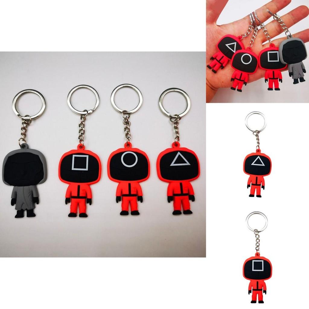 Squid Game Keychain With Red Guard Staff Worker Figure For Bags And Backpacks