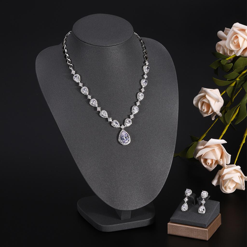 Ювелирные изделия в европейском и американском стиле, ожерелье с каплями воды из циркона, женственное свадебное платье, высококачественные свадебные украшения, комплект сережек-гвоздиков