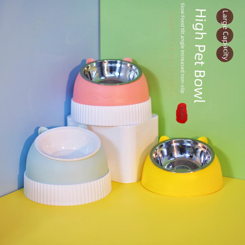 Приподнятые миски для питомцев из нержавеющей стали и керамики - Конструкция против опрокидывания для кошек и собак, Защищает шейные позвонки, Набор с двойной миской