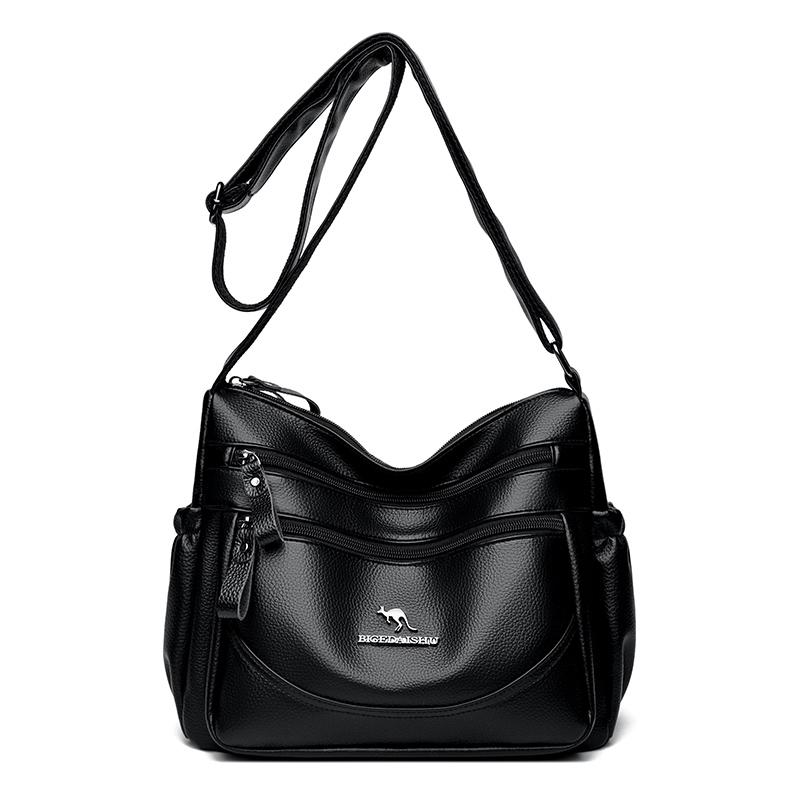 Women's Soft Leather Shoulder Bag Large Capacity Messenger Shoulder Bag Monochromatic High-quality Bags Fashion Bag