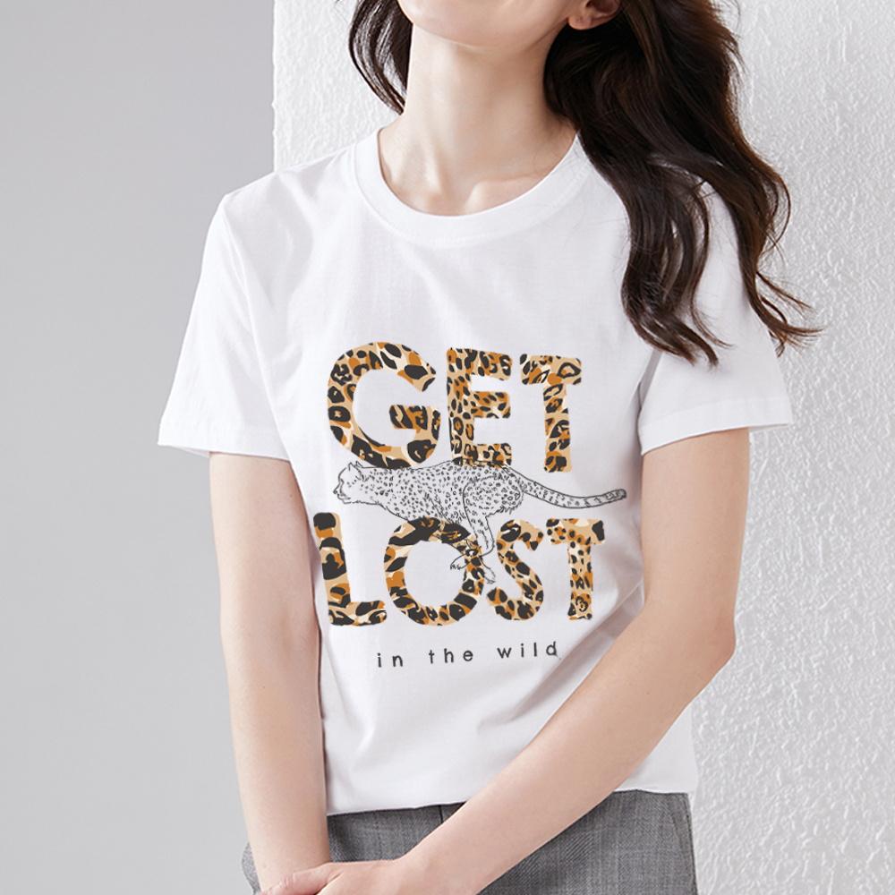 Классическая футболка Street Trend, тонкий женский универсальный универсальный топ с тигровым леопардовым принтом, повседневный удобный дышащий топ с короткими рукавами и круглым вырезом