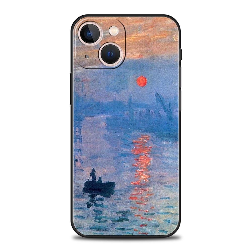 Claude Monet Garden Paint Art Phone Case For iPhone 17 16 15 Pro Max 11 12 13 14 7 8 Plus SE 2020 X XR XS Cover Soft Black