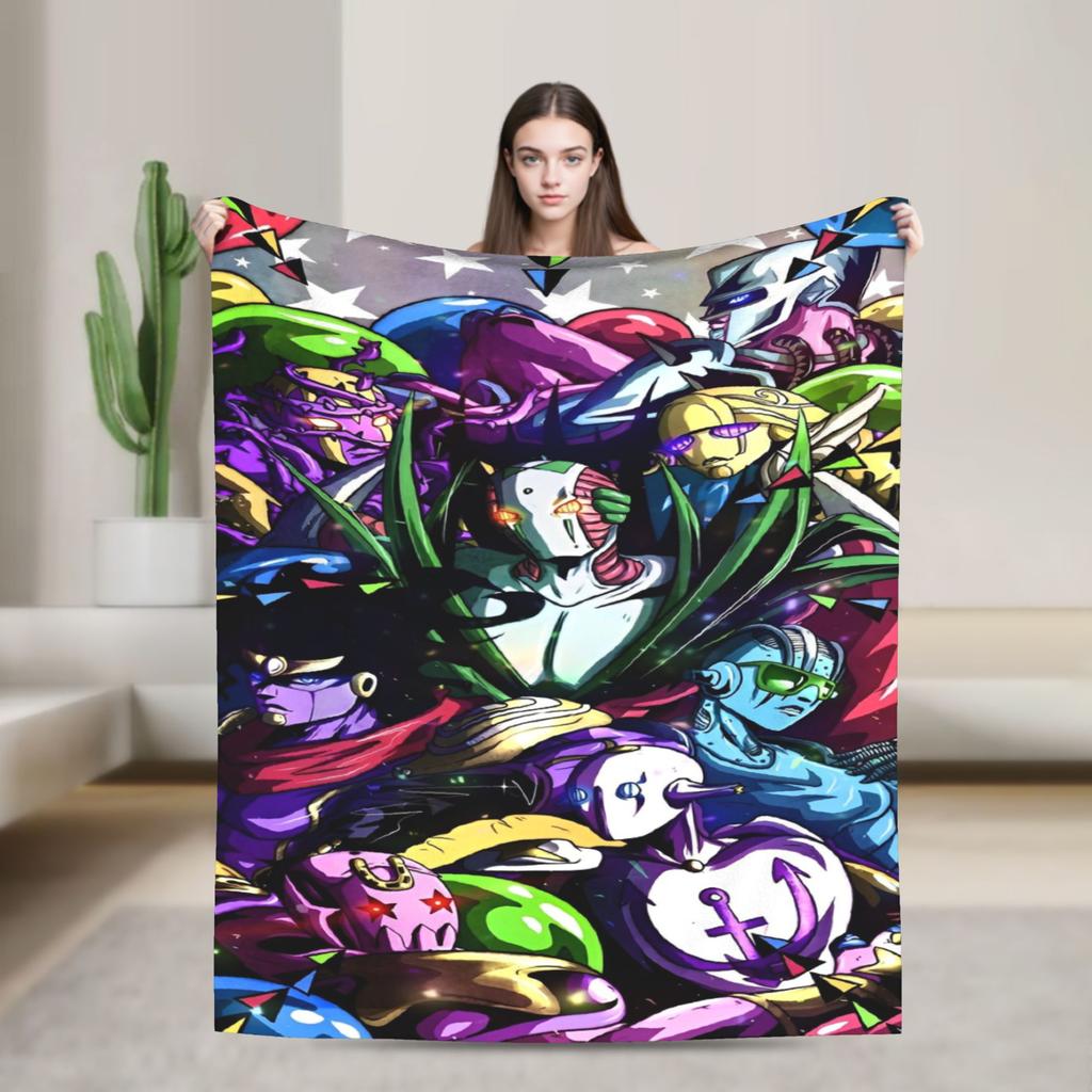 Вязаный плед JoJo's Bizarre Adventure, фланелевый плед с аниме-принтом, домашний декор для дивана, мягкое теплое покрывало