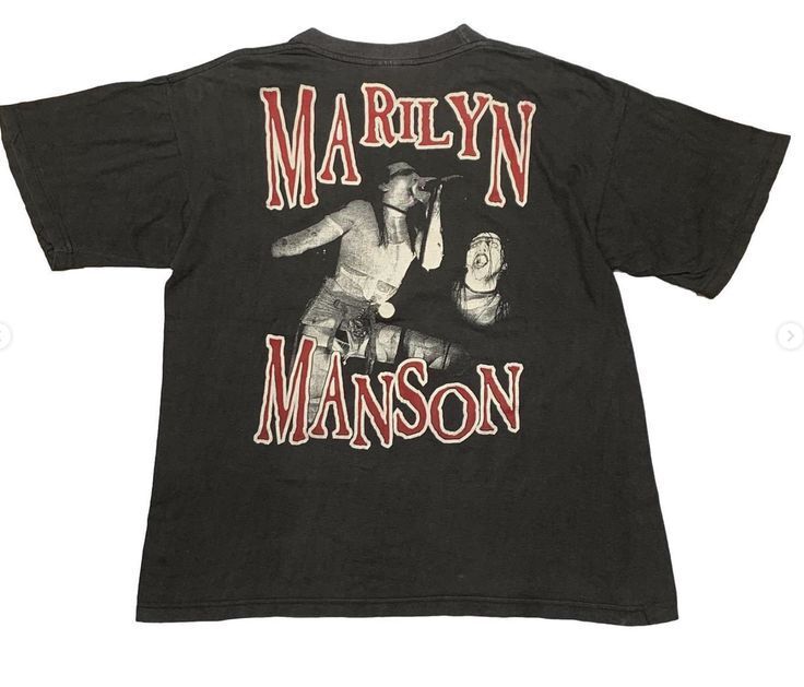Marilyn Mansion Музыкальная футболка с коротким рукавом черного цвета хлопок перепечатка AHN00228 Унисекс