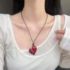 Ретро красное сердце Perndant ожерелье винтажная цепочка Love Rope свитер цепь ожерелье для женщин мода романтика шея ювелирные изделия подарки