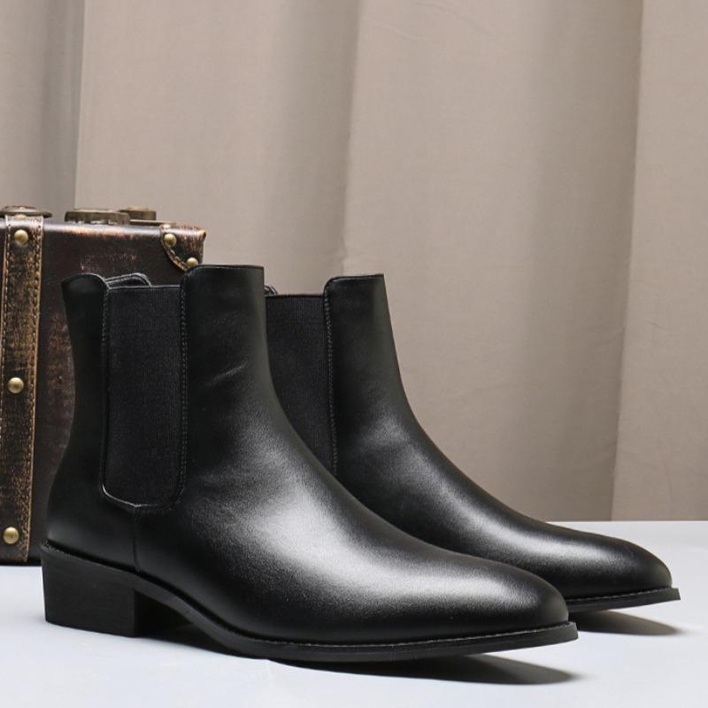 Fashion Italian Men's Leather Boots Fashion Chelsea Boots Brand Business Dress Boots for Men High-top Casual Boot Pointed Toe Ankle Boot