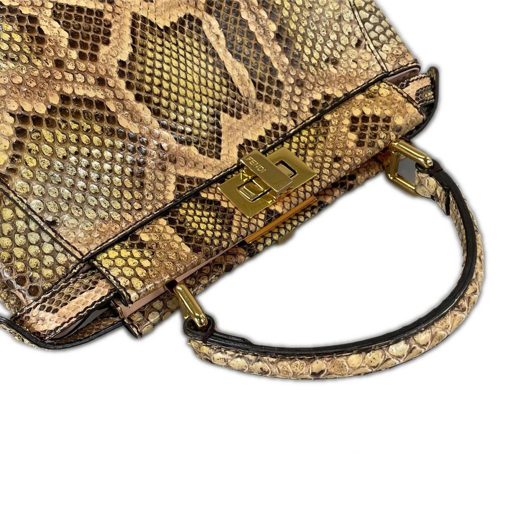 FENDI Peekaboo mini 8BN244 Python Handbag beige Women 2WAY used