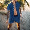 2022 Summer European & American Men's Casual Loose Short-sleeved Shirt & Shorts Beach Set