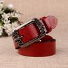 Women's Vintage Engraved Pin Buckle Genuine Cowhide Leather Belt - Versatile Casual Retro Waist Accessory