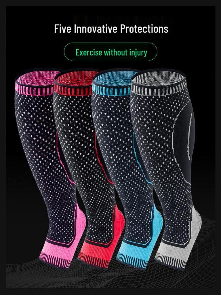 HT020 Breathable Compression Calf Sleeves: Extra Long Support for Basketball, Football, and Hiking